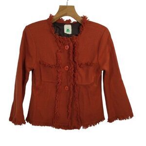Gina Caramillo Womens Colored Button-Up Cardigan Jacket Burnt Orange Rust Size S
